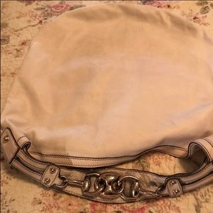 White Gucci horsebit hobo